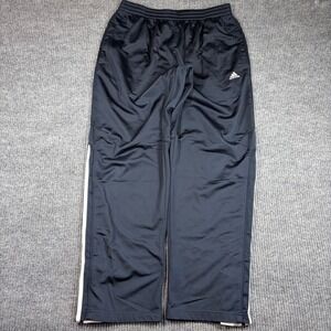 Adidas Mens Track Pants Large Black White 3-Stripe Ankle Zip Athletic Joggers